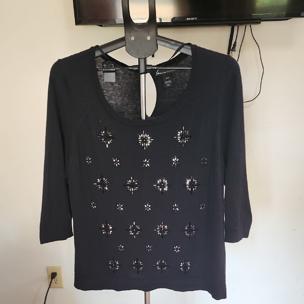 Lane Bryant Black Sequin Embellished Sweater